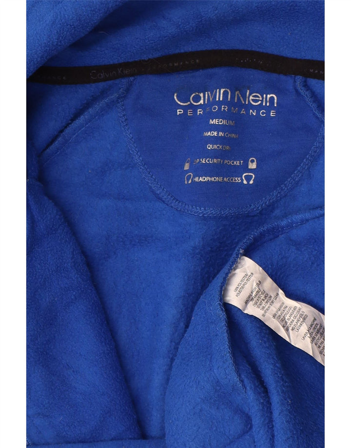 Женская флисовая куртка с графическим рисунком CALVIN KLEIN UK 14, средний синий полиэстер