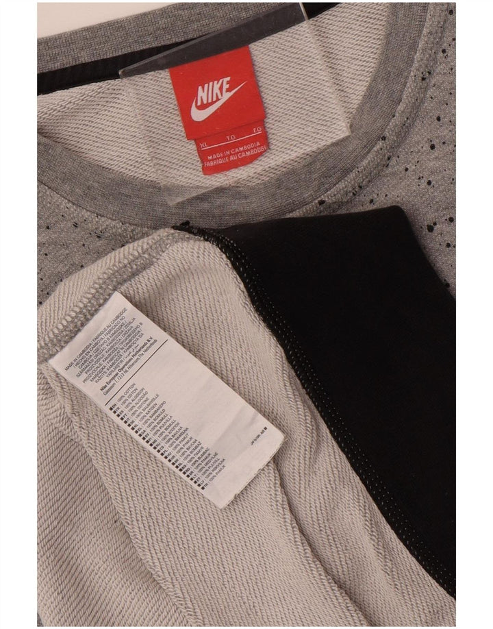 Мужской свитшот с рисунком Nike, XL, серый, хлопок с цветными блоками