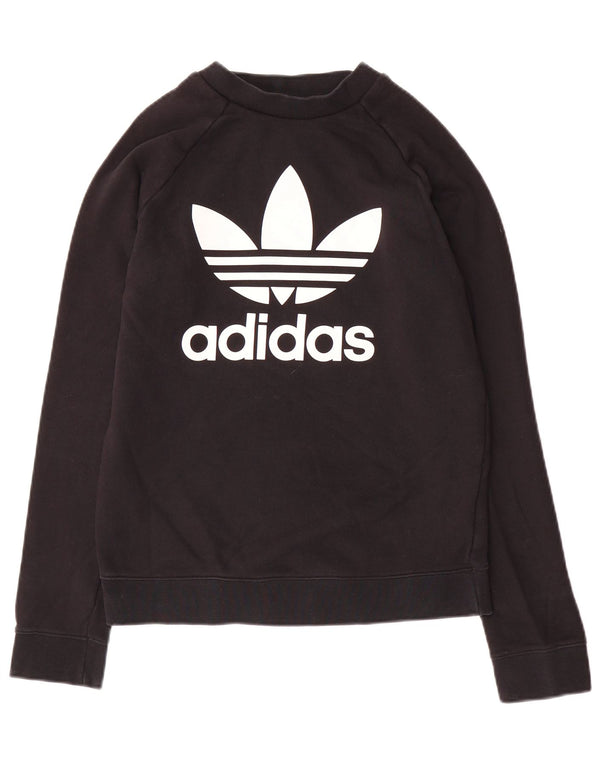 Женский свитер с рисунком Adidas UK 10, маленький черный хлопковый джемпер