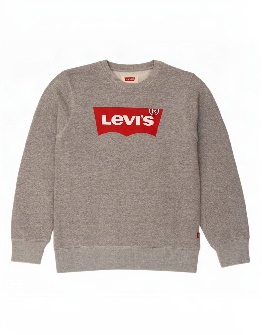 Джемпер с рисунком Levi's для мальчиков 13–14 лет, серый хлопок с крапинками