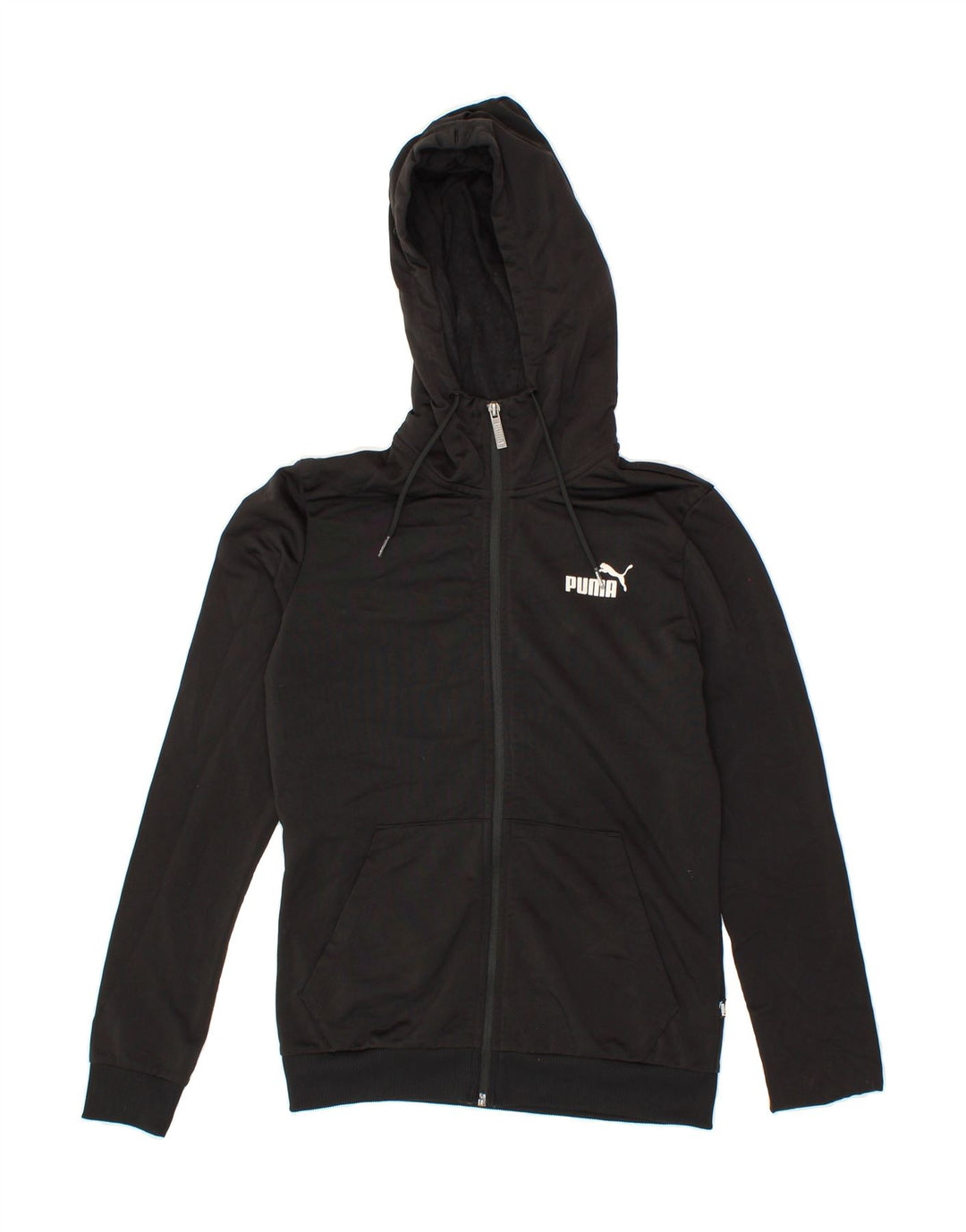 PUMA Womens Zip Hoodie Sweater UK 6 XS Black Polyester Vintage Puma and Second-Hand Puma from Messina Hembry 