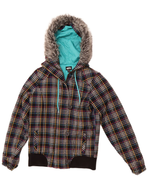 Женский бомбер VANS с капюшоном UK 10, маленькая серая клетка, хлопок