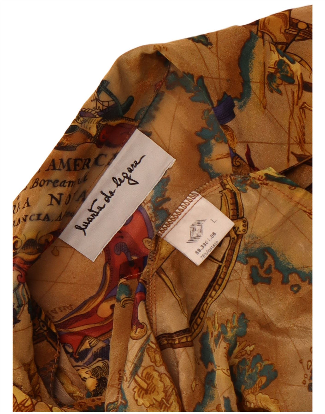 Винтажная женская блузка-рубашка оверсайз с графическим рисунком, Великобритания, 16, большая, бежевого ацетатного цвета