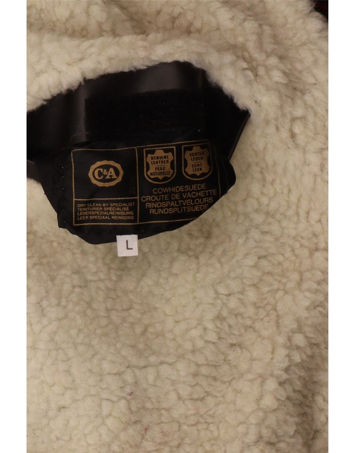 Мужская замшевая куртка C&A из шерпа UK 40, большая красная кожа Fair Isle