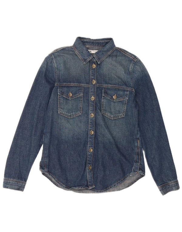 Zara Womens Denim Shirt UK 10 Small Blue Cotton