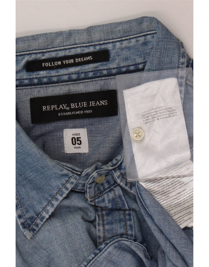 Мужская джинсовая рубашка REPLAY, большая синяя хлопковая ткань