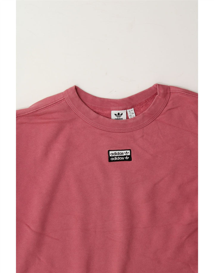 ADIDAS Womens Oversized Sweatshirt Jumper UK 16 Large Pink Cotton Vintage Adidas and Second-Hand Adidas from Messina Hembry 