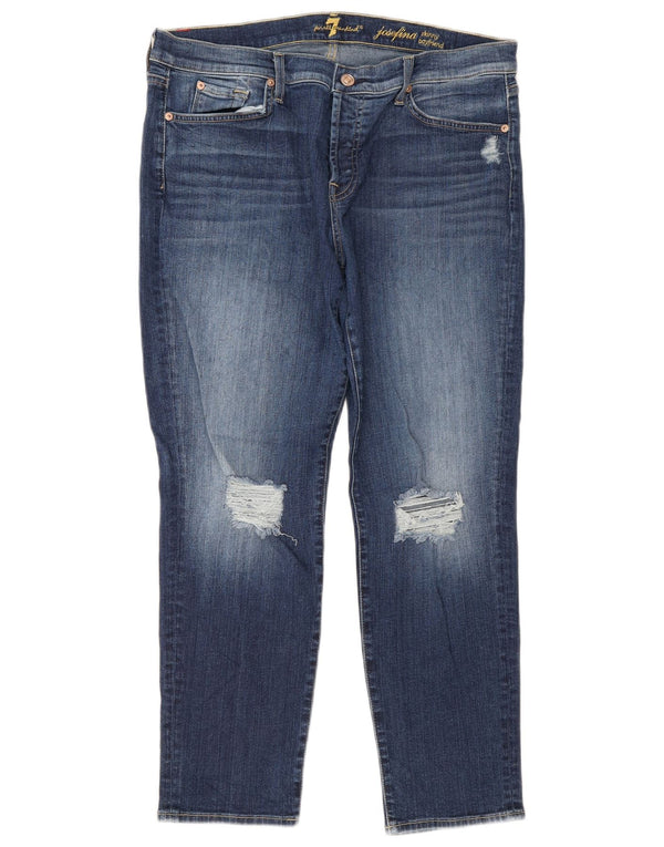Женские укороченные джинсы-бойфренды 7 For All Mankind W32 L26 синие