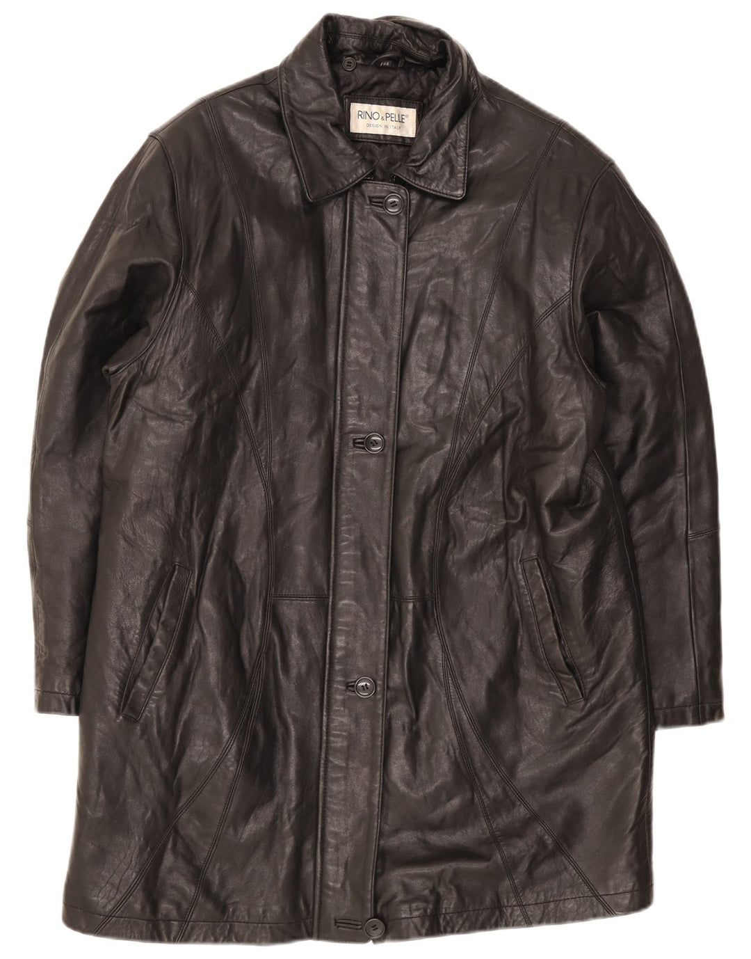 Женское кожаное пальто оверсайз Rino & Pelle IT 44 Medium Black