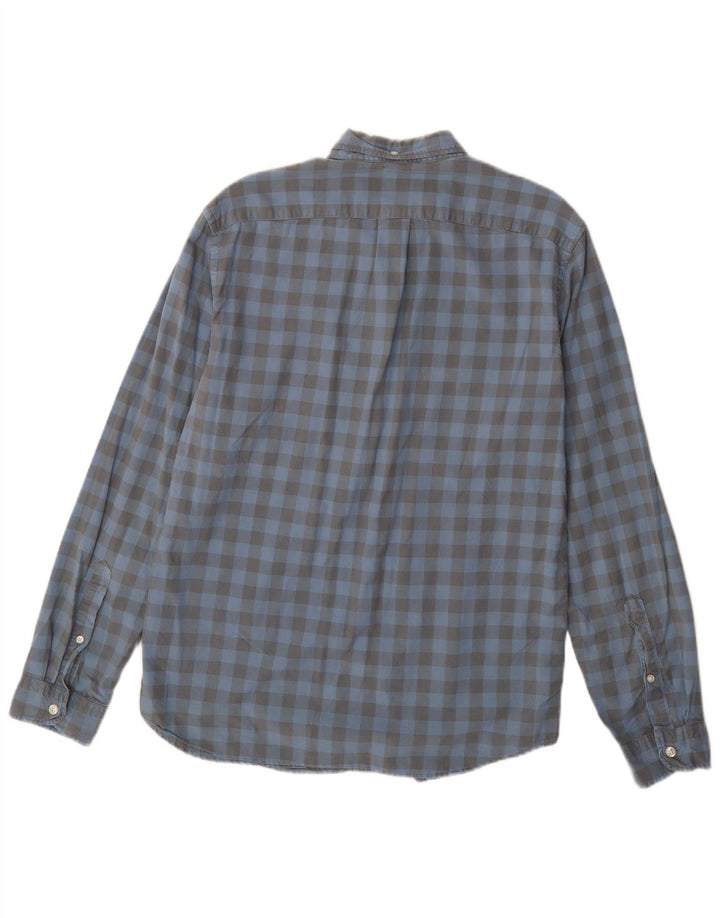 Мужская узкая рубашка J. CREW, хлопковая клетка среднего синего цвета