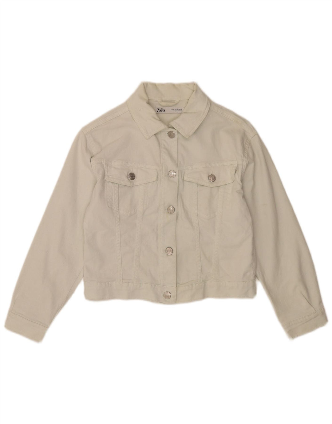 Женская укороченная джинсовая куртка Zara UK 6 XS, белый хлопок