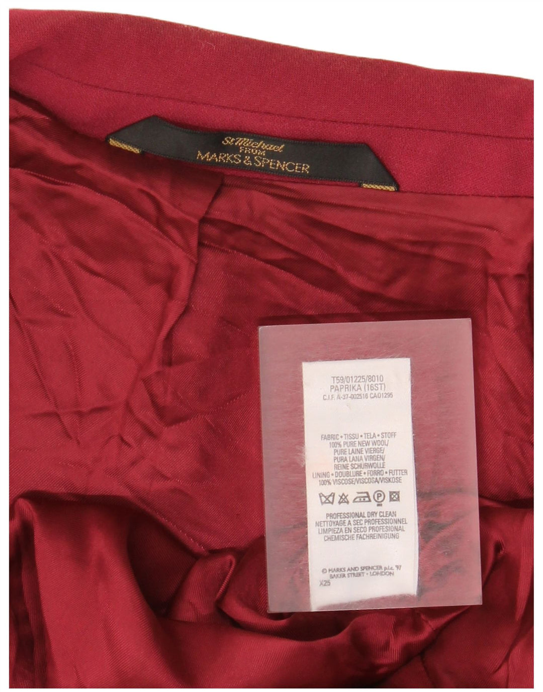 Женский пиджак стандартного кроя Marks & Spencer UK 16, большой бордовый