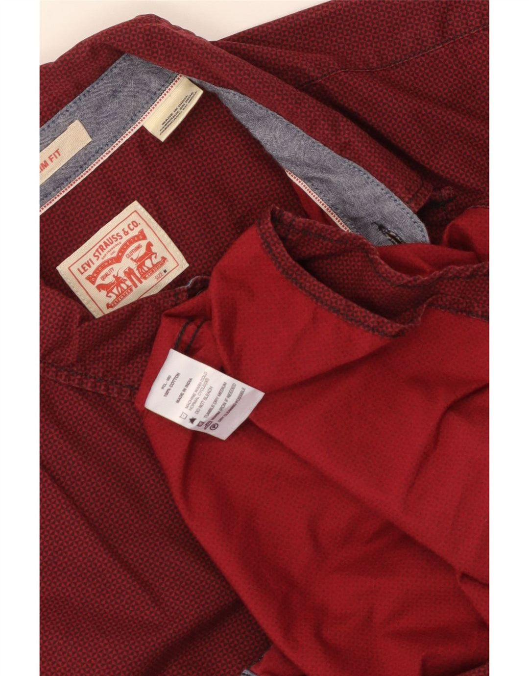 Мужская рубашка приталенного кроя LEVI'S, хлопок среднего красного цвета в пятнах