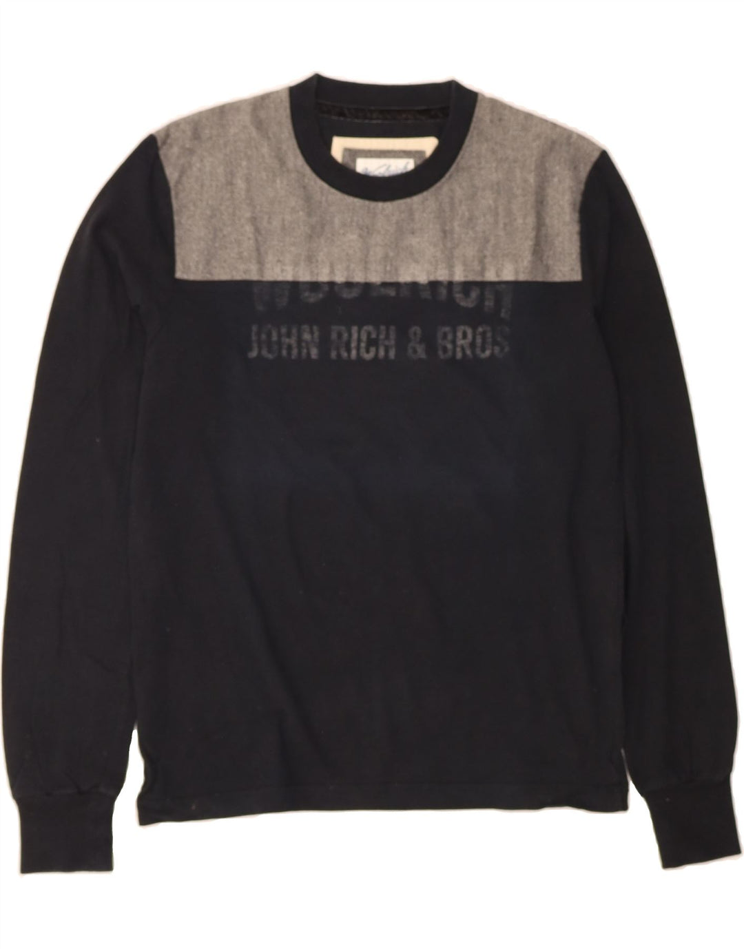 WOOLRICH Mens Graphic Crew Neck Jumper Sweater Medium Black Colourblock Vintage Woolrich and Second-Hand Woolrich from Messina Hembry 