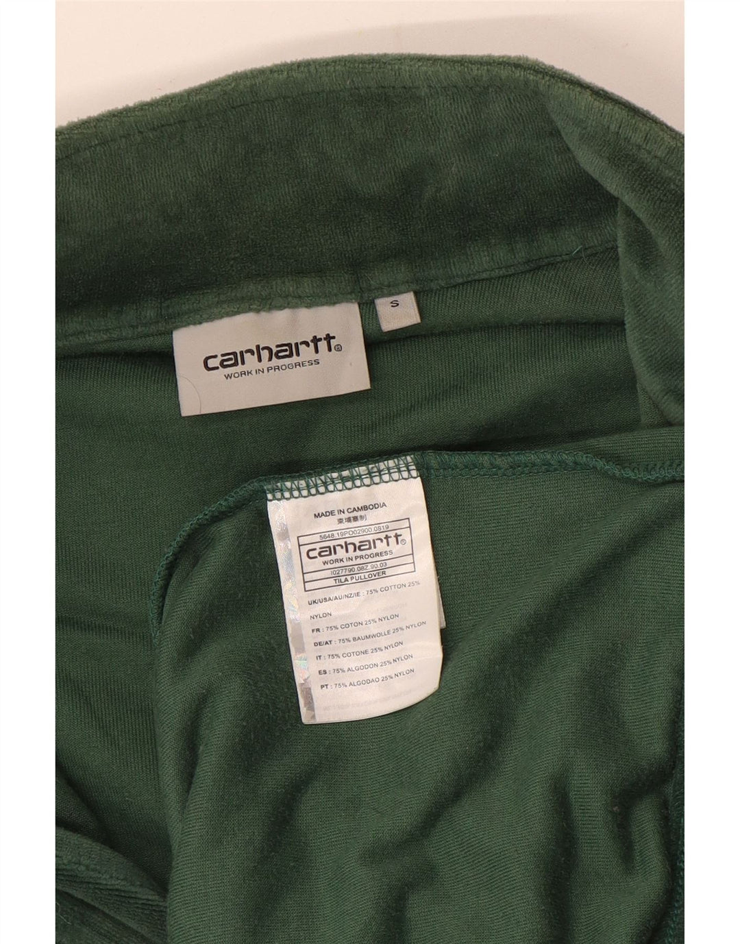 Мужской свитшот с воротником на молнии Carhartt, маленький зеленый хлопковый джемпер