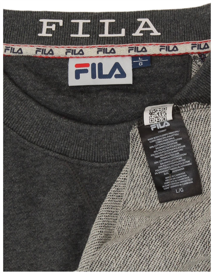 Fila Мужской свитшот с графическим рисунком, большой серый хлопковый джемпер
