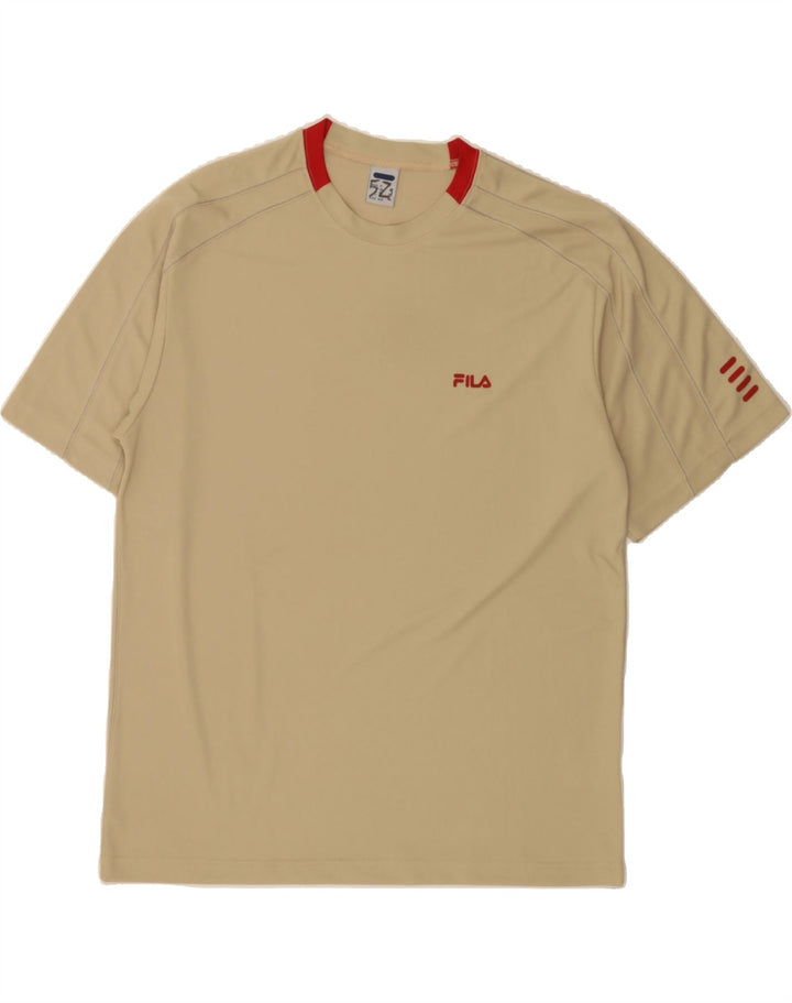 FILA Mens T-Shirt Top IT 50 Medium Beige Polyester Vintage Fila and Second-Hand Fila from Messina Hembry 