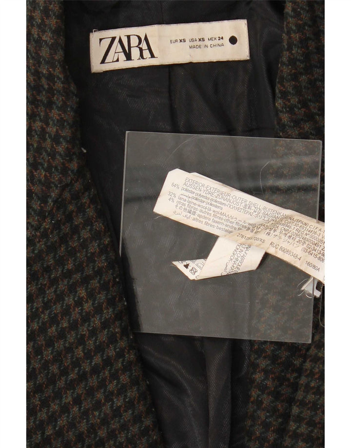 Женское пальто оверсайз Zara UK 6 XS, черный полиэстер с узором «гусиные лапки»