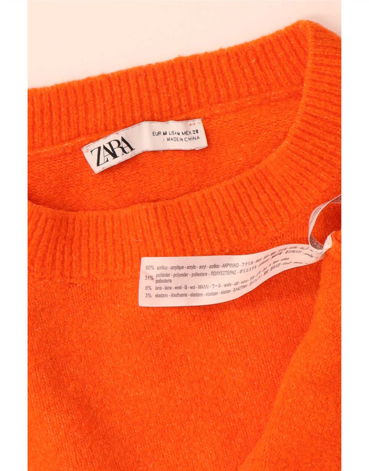 Женский свободный джемпер с круглым вырезом Zara UK 14, средний оранжевый акрил