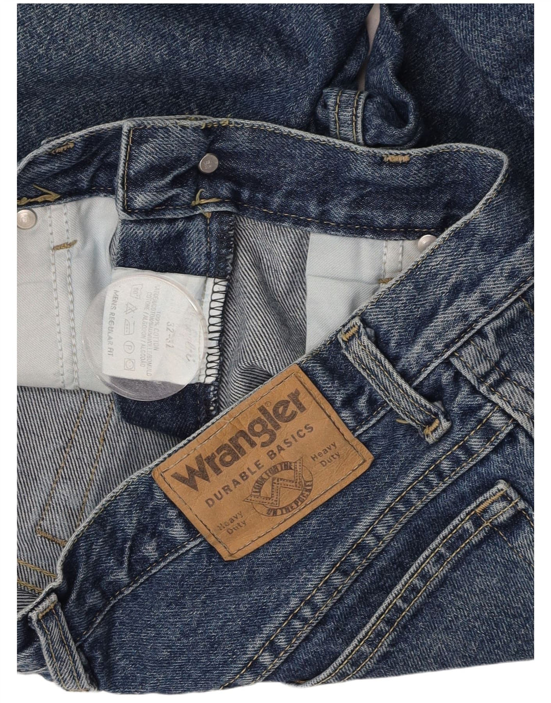 Мужские прямые джинсы WRANGLER стандартного кроя W32 L32, синий хлопок