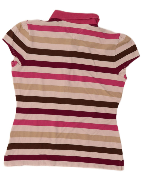 Tommy Hilfiger Womens Polo Shirt UK 14 Large Multicoloured Striped Cotton