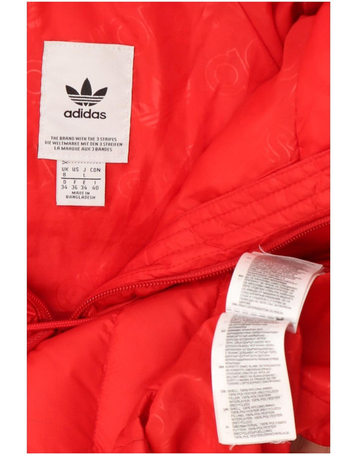 Женская утепленная куртка Adidas с капюшоном UK 8, маленький оранжевый нейлон