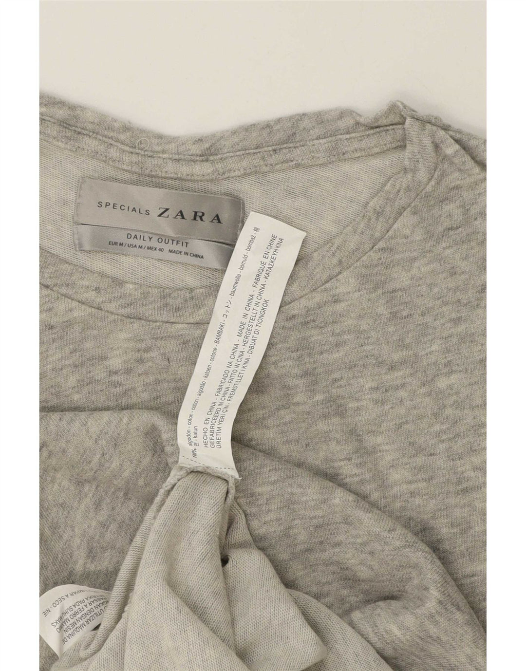 Мужской топ Zara с длинным рукавом, средний серый хлопок с крапинками