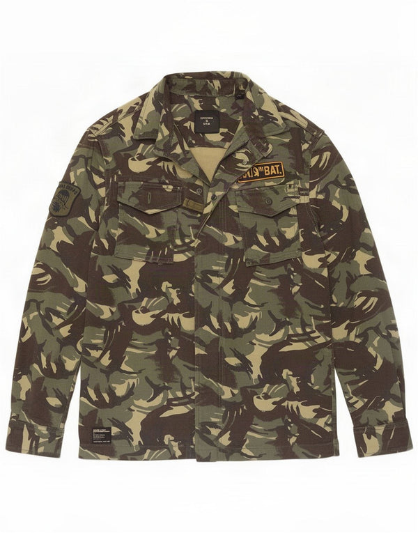 Superdry Mens Military Jacket UK 36 Small Khaki Camouflage Cotton