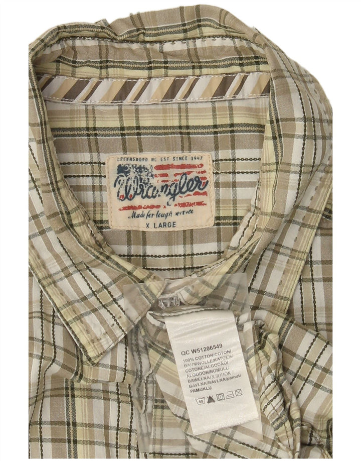 Мужская рубашка Wrangler с коротким рукавом XL, бежевая клетка, хлопок