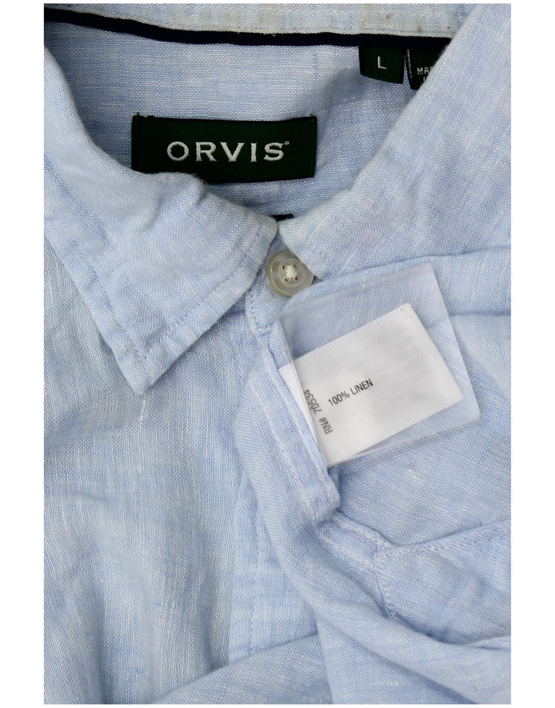 Мужская рубашка с коротким рукавом Orvis, большая синяя льняная ткань