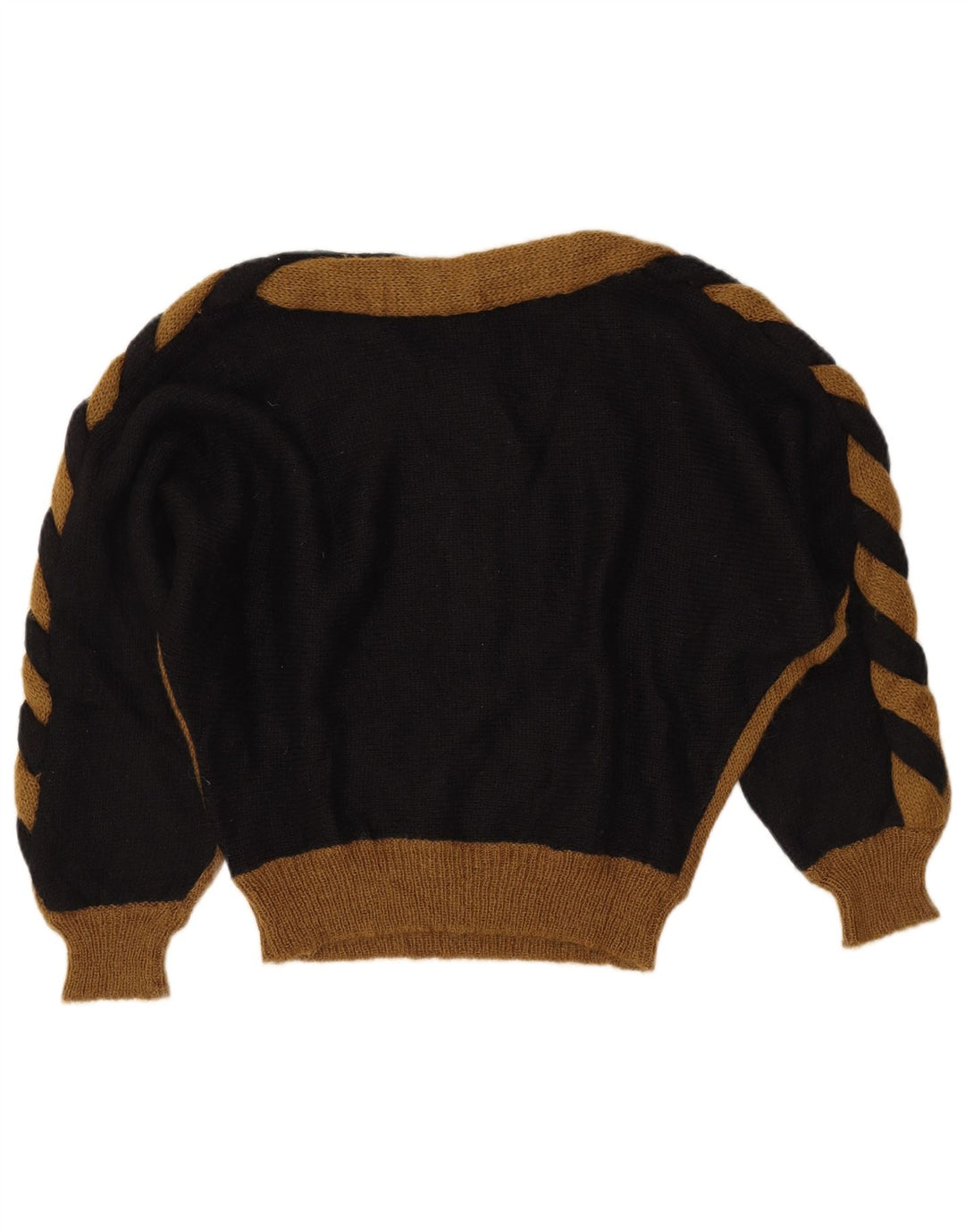 ВИНТАЖНЫЙ женский джемпер с вырезом «лодочкой», Великобритания 14, средний черный, цветные блоки