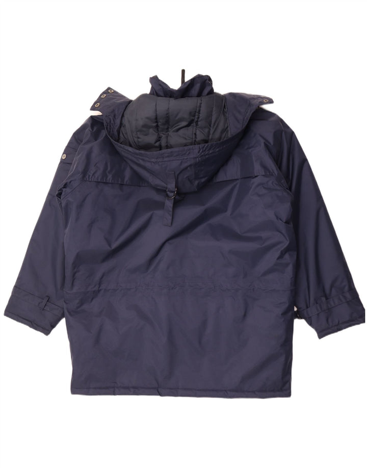 Мужское длинное стеганое пальто с капюшоном Helly Hansen UK 36, маленькое темно-синее