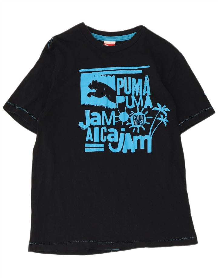 Мужская футболка с рисунком Puma, маленькая, черная, хлопковая