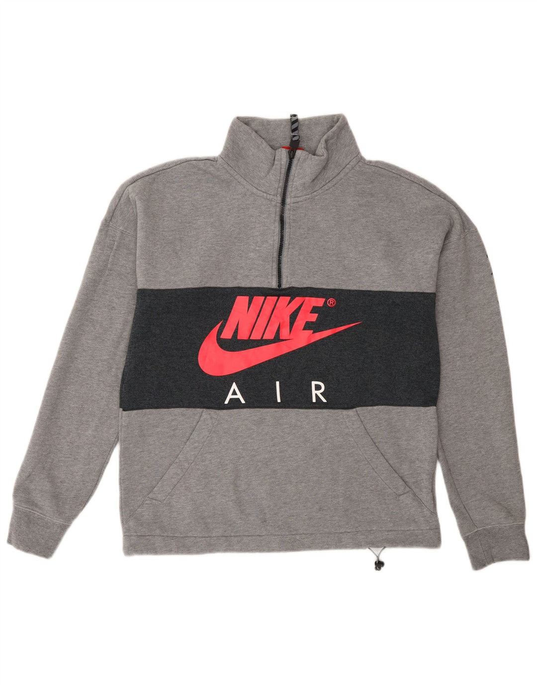 Мужской свитшот на молнии с рисунком Nike, маленький серый хлопковый джемпер с цветными блоками