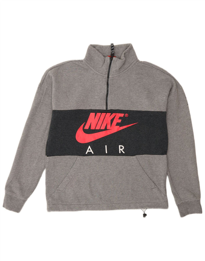 Мужской свитшот на молнии с рисунком Nike, маленький серый хлопковый джемпер с цветными блоками