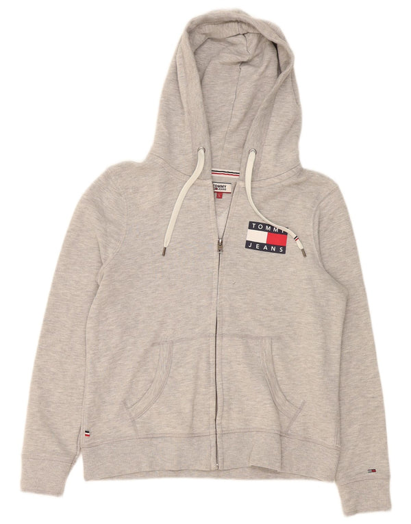 Женский свитер с капюшоном на молнии Tommy Hilfiger UK 16, большой серый хлопок