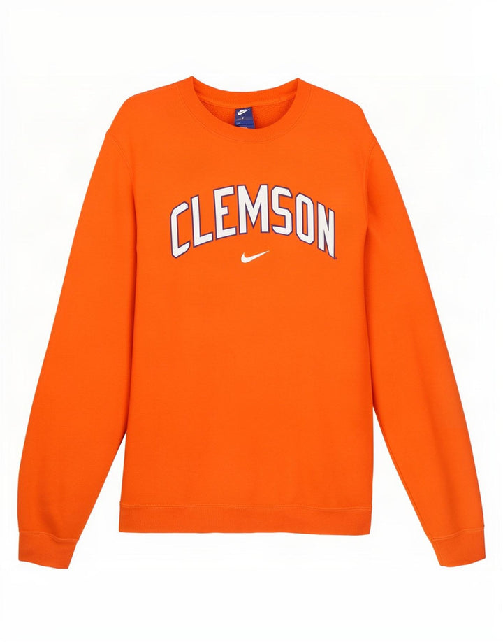 Мужской свитшот с рисунком Nike Clemson, хлопковый джемпер среднего оранжевого цвета