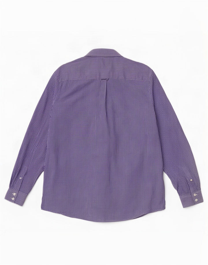 Crew Clothing Мужская классическая рубашка большого размера из хлопка в мелкую синюю клетку