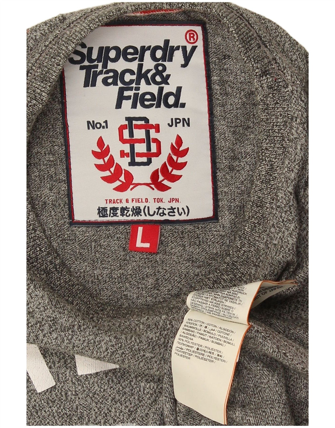 Мужская футболка с рисунком Superdry, большой серый хлопок с крапинками