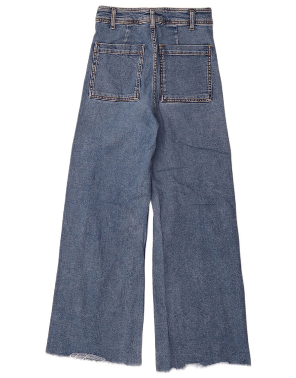 Женские широкие джинсы с завышенной талией Zara EU 38, маленькие W28 L30, синие, хлопок