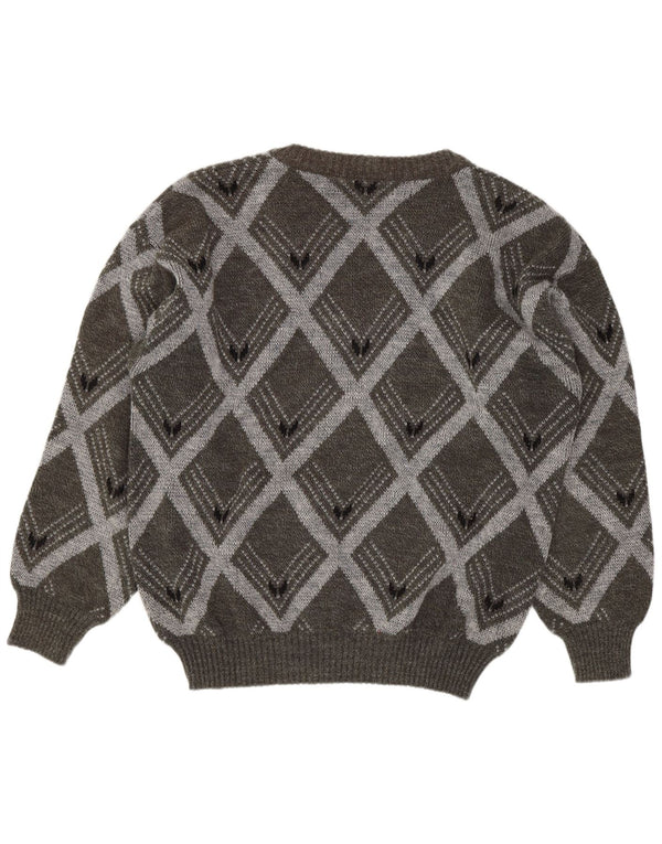 Винтажный мужской джемпер с v-образным вырезом IT 54 XL, серый цвет Argyle/Diamond Wool