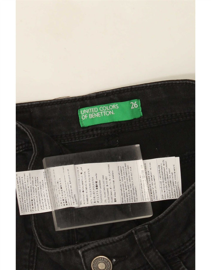 Женские узкие джинсы Benetton W26 L29, черный хлопок