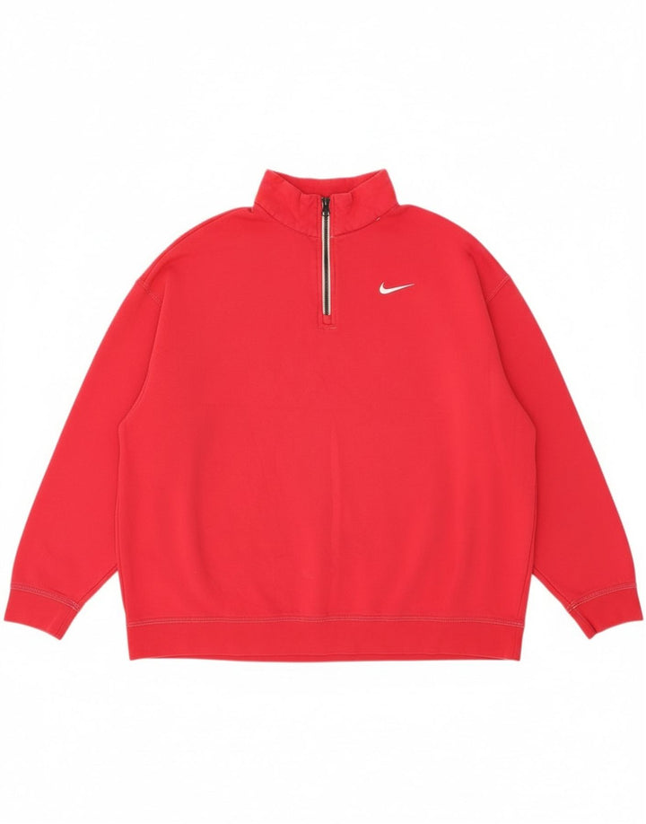 Женский свободный свитшот с воротником на молнии Nike UK 14, хлопковый средний розовый цвет