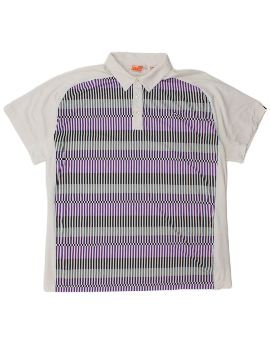 Мужская рубашка-поло PUMA 2XL, белый полиэстер в тонкую полоску