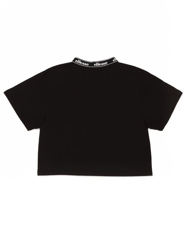 Женская укороченная футболка с рисунком Ellesse Top UK 12, средний черный хлопок
