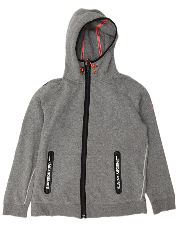 Женский свитер с капюшоном на молнии с графическим рисунком Superdry UK 18 XL, серый хлопок