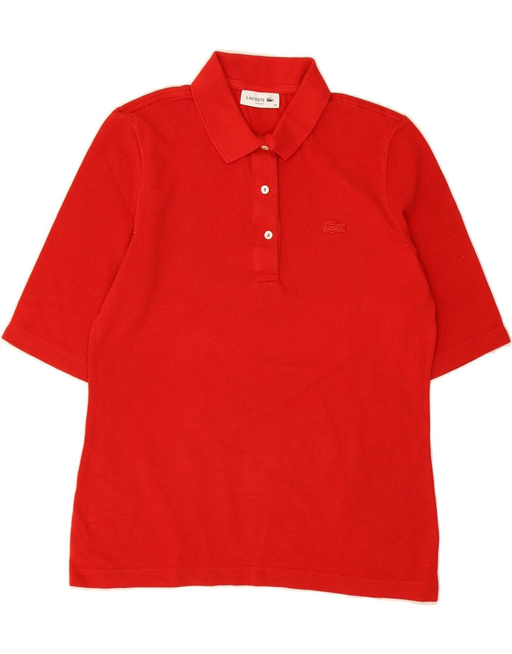 LACOSTE Womens Slim 1/2 Sleeve Polo Shirt Size 40 Medium Red Cotton Vintage Lacoste and Second-Hand Lacoste from Messina Hembry 