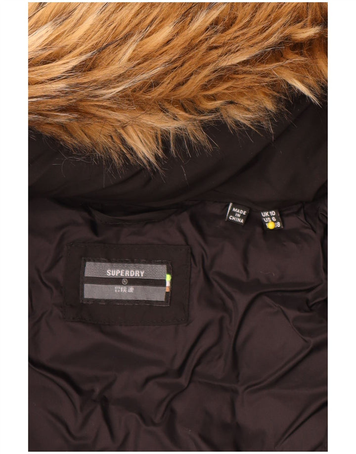 Женская утепленная куртка с капюшоном Superdry UK 10, маленькая, черный нейлон