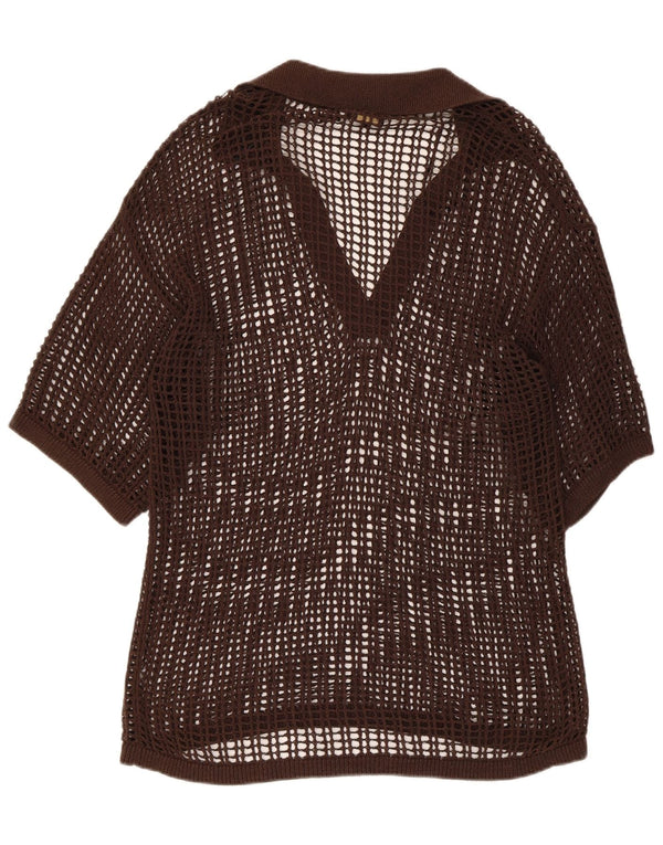 Женская прозрачная блузка крючком Massimo Dutti UK 14, средний коричневый цвет