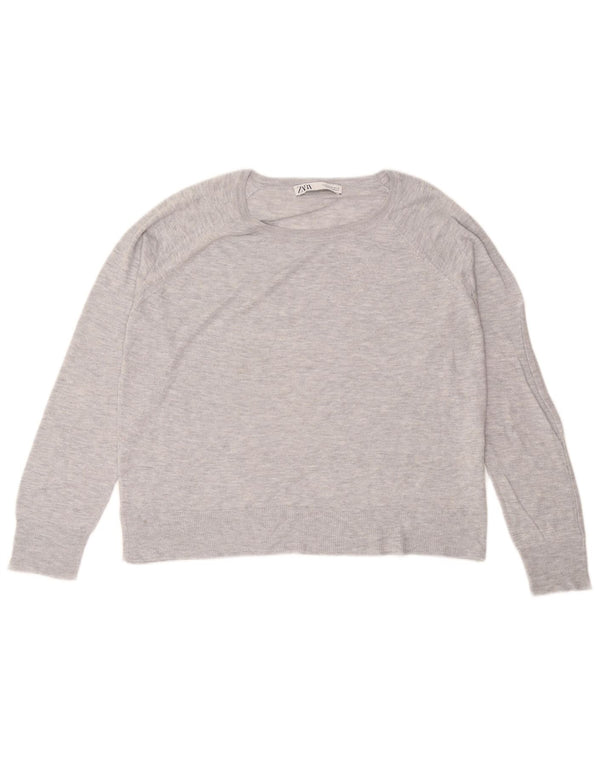 Женская блузка свободного кроя Zara UK 14, вискоза среднего серого цвета